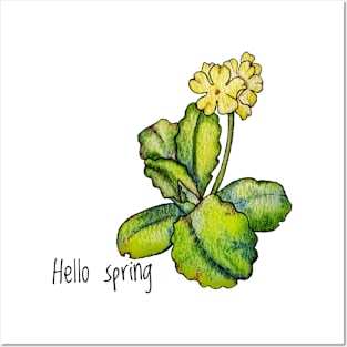 Hello spring.  T-shirt with primrose Posters and Art